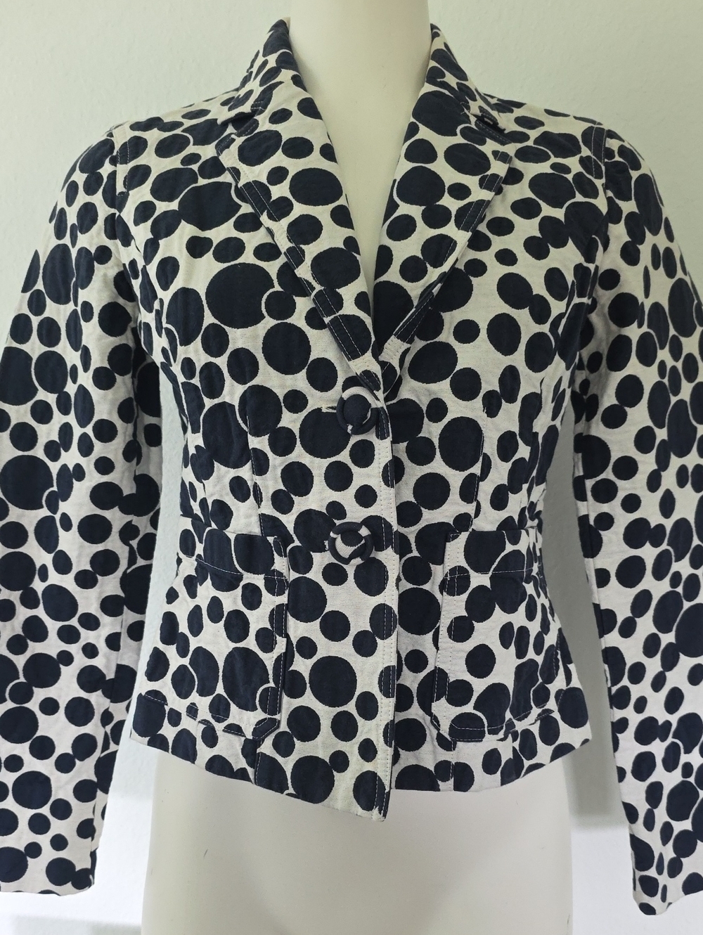 Emma James Black & White Polka Dot Women's Blazer Jacket
